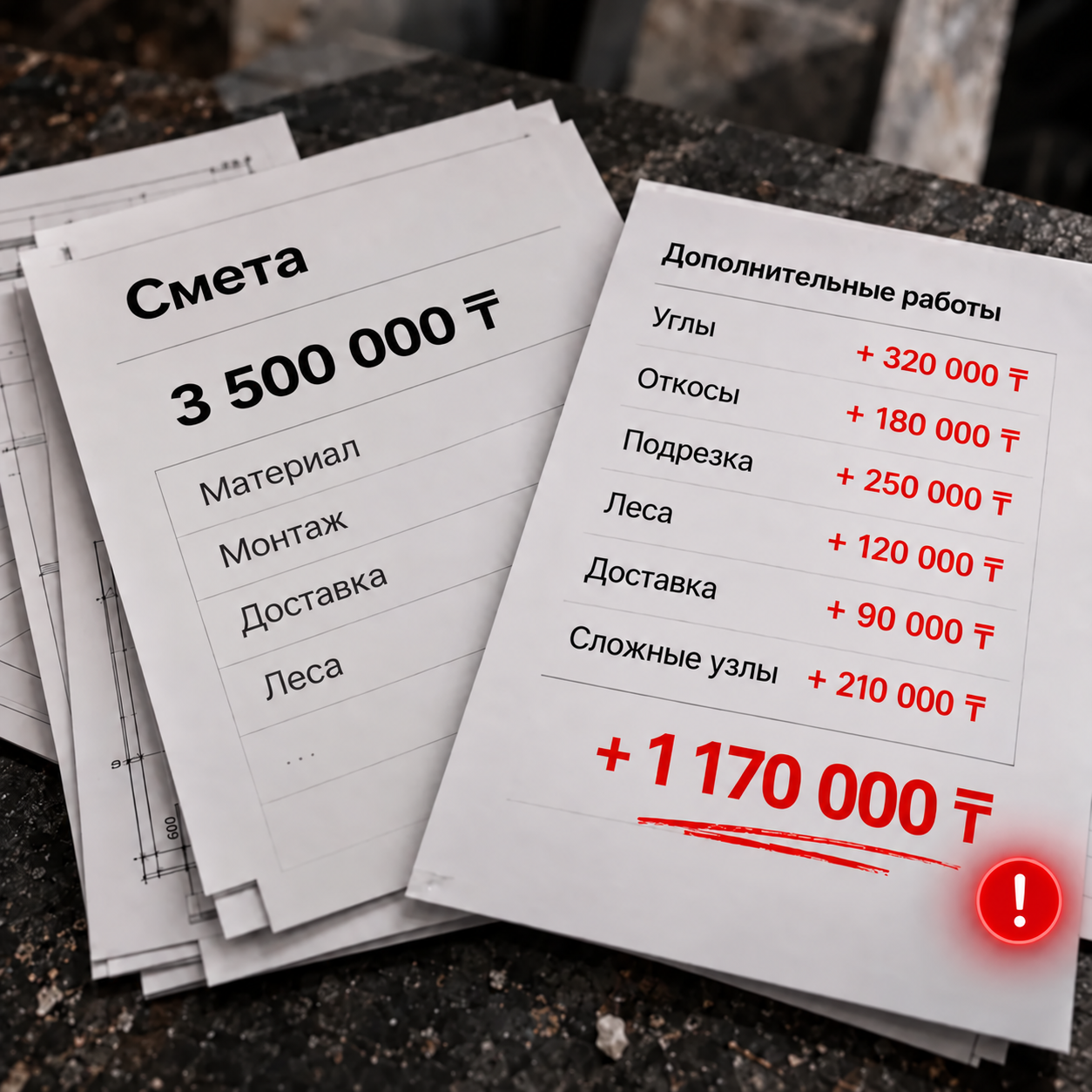 Дополнительные расходы после начала работ